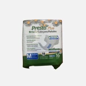 3 x Presto Plus Briefs, Latex Free, Breathable, men & women, Medium, 16 count